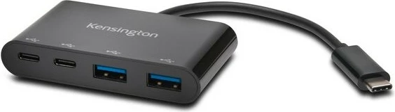 USB-C razširitveni hub 4-portni Kensington, USB 3.2 Gen 1, 5000 Mbit/s, črn