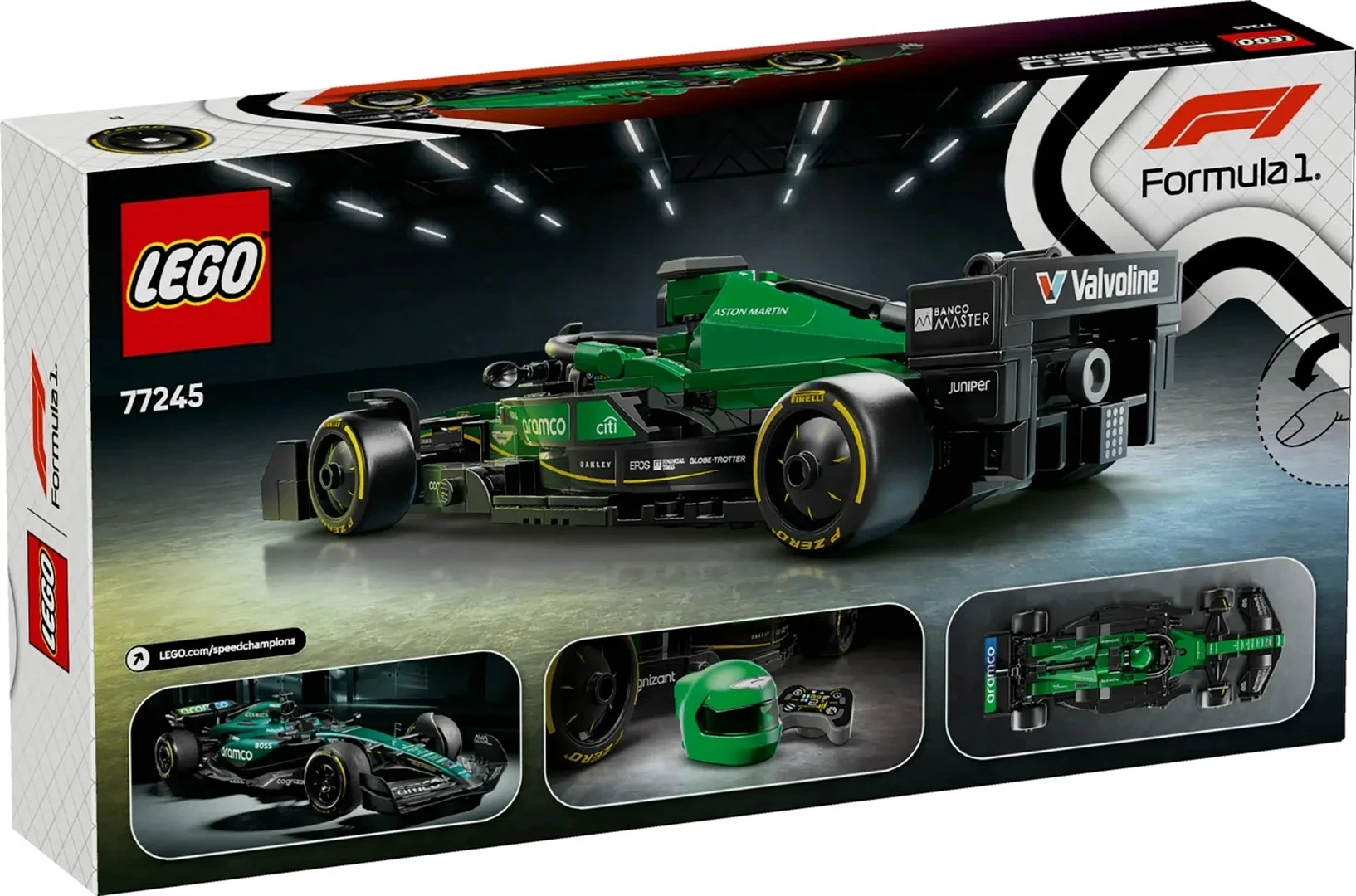 Model Aston Martin Aramco F1 AMR24, komplet LEGO Speed Champions, 269 kosov, zelen
