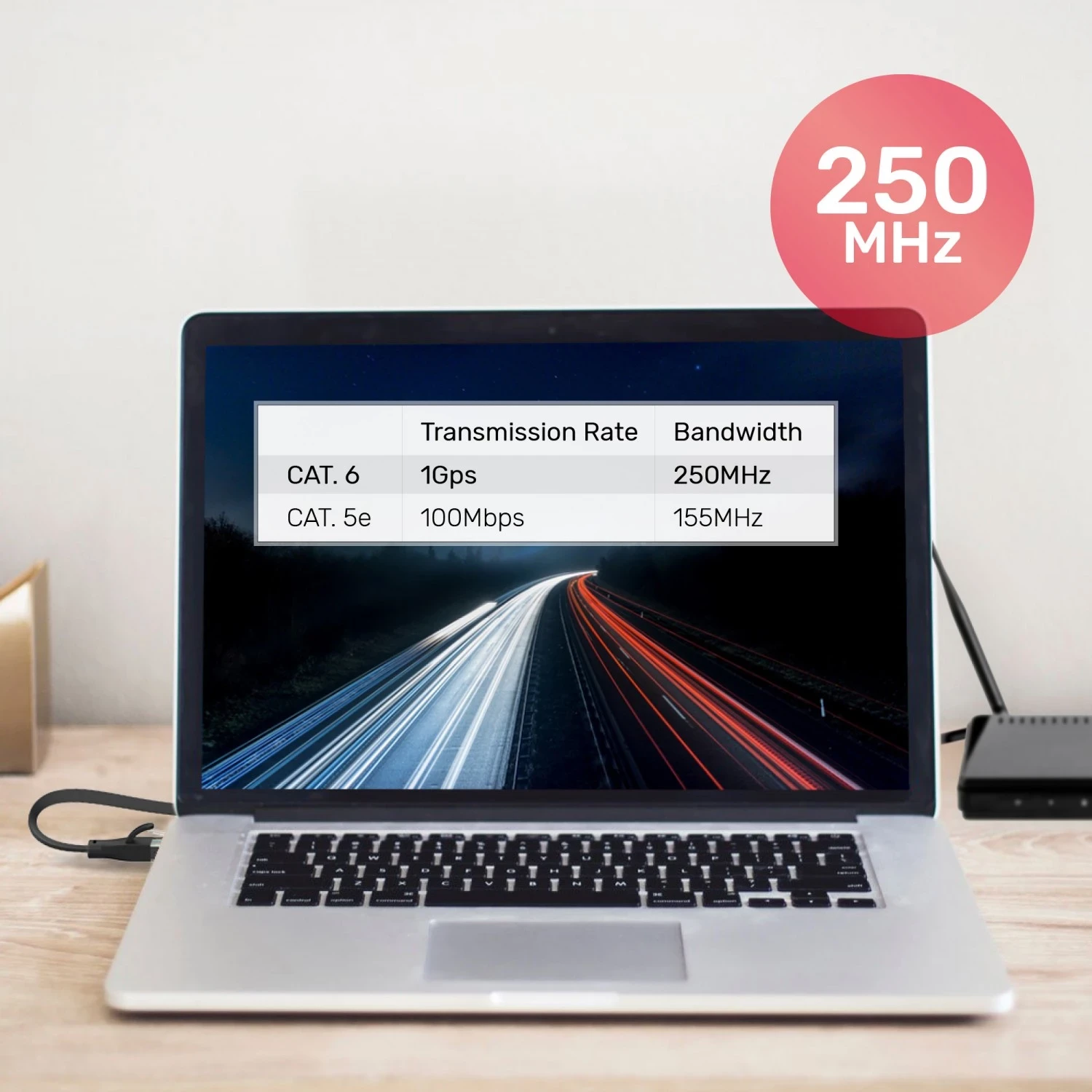 Ethernet kabel Cat.6, Unitek, črn