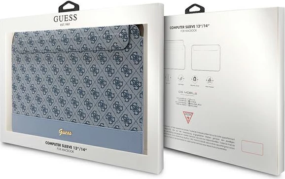 Ovitek za prenosnik Guess 4G Stripe Metal Logo, do 14", moder