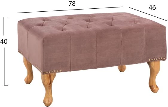 Stolček za noge FH226.05 v prašno rožnati barvi žameta 80x46x42Y cm