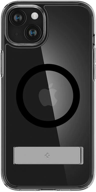 Ovitek Spigen Ultra Hybrid S MagSafe za iPhone 15 Plus, z vgrajenim stojalom, črn