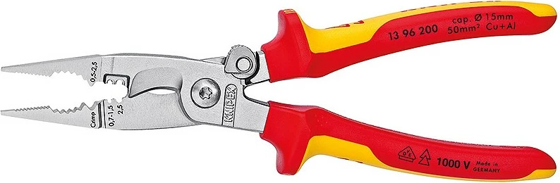 Pinca z ozkimi konicami 200 mm, Knipex 13 96 200, oranžno/rdeč ročaj