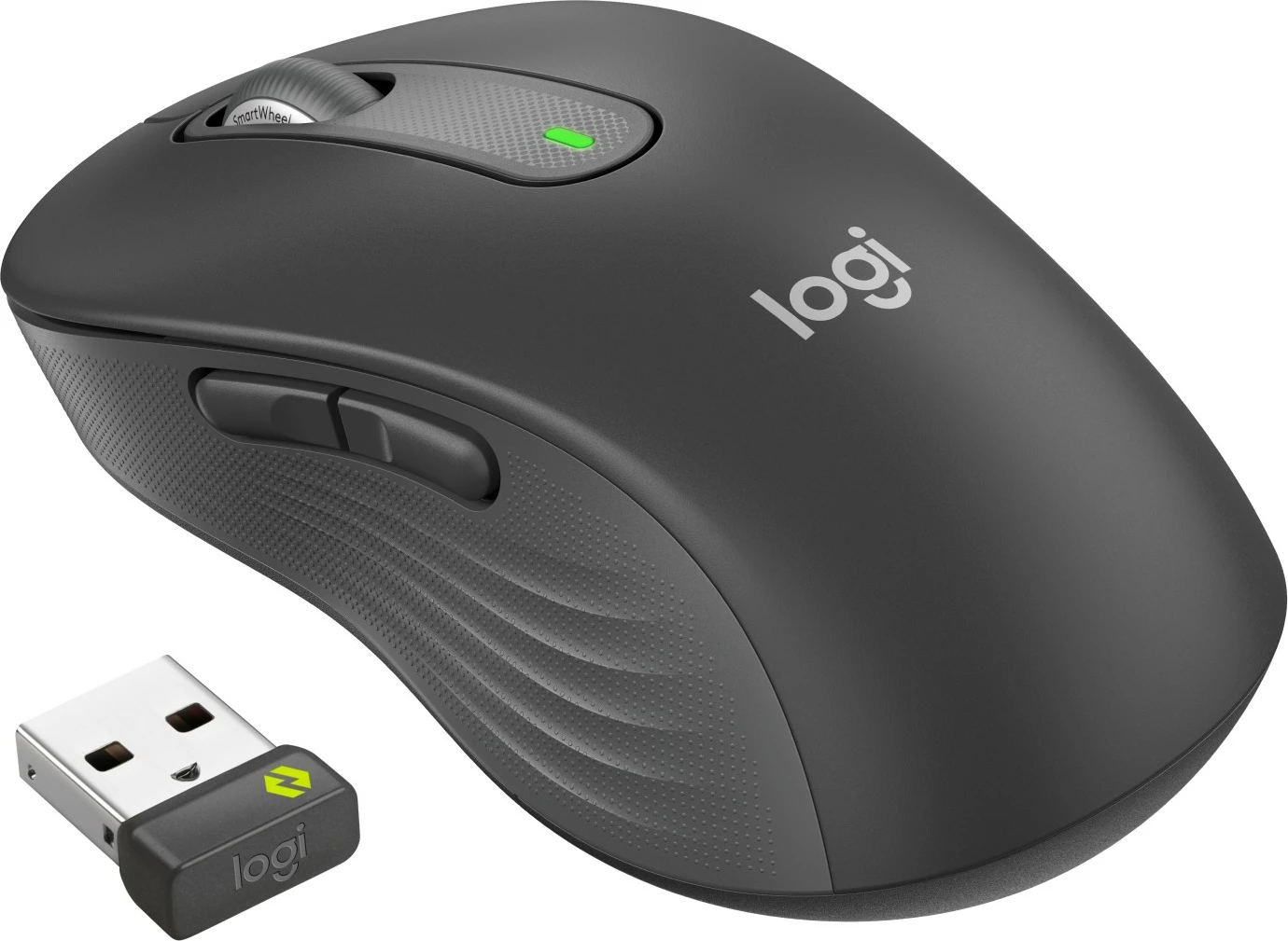 Ergonomski brezžični miška za poslovno rabo Logitech Signature M650 L, desna, optična, RF + Bluetooth, 4000 DPI, grafit
