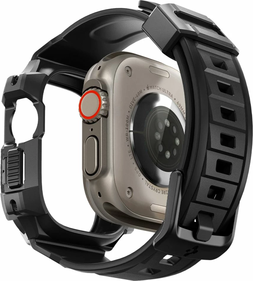 Ovitek za Apple Watch Ultra 49 mm, Spigen Rugged Armor Pro, črn