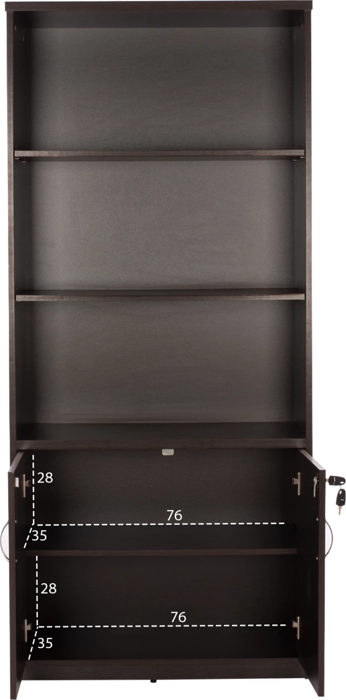 Profesionalna pisarniška knjižna omara FH2014.02 v barvi wenge z 2 vrati 80Χ40Χ180