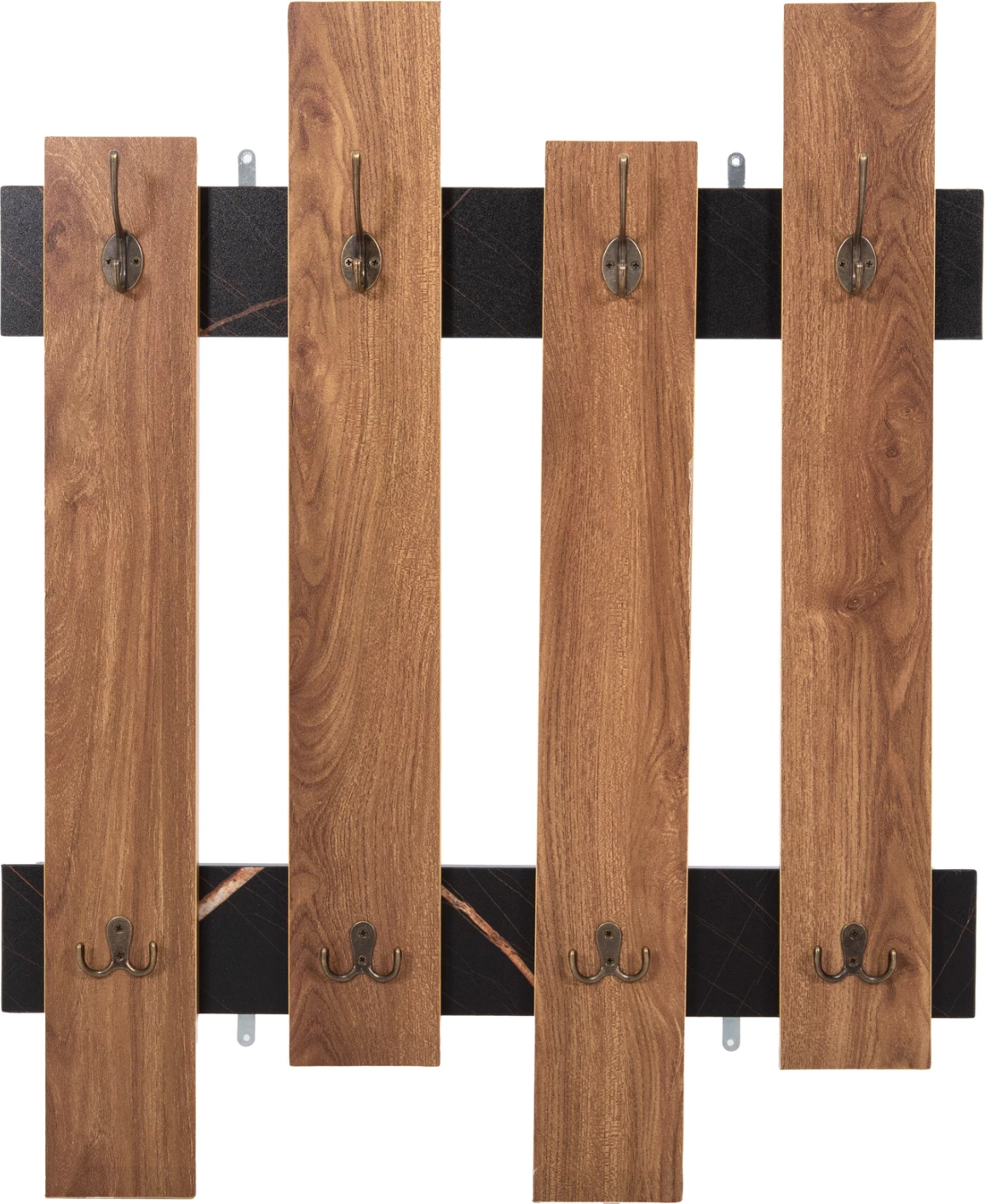 Stenska obešalnik iz melamina, črni marmor in naravno les WESSON FH8940.15, 64x4x79 cm