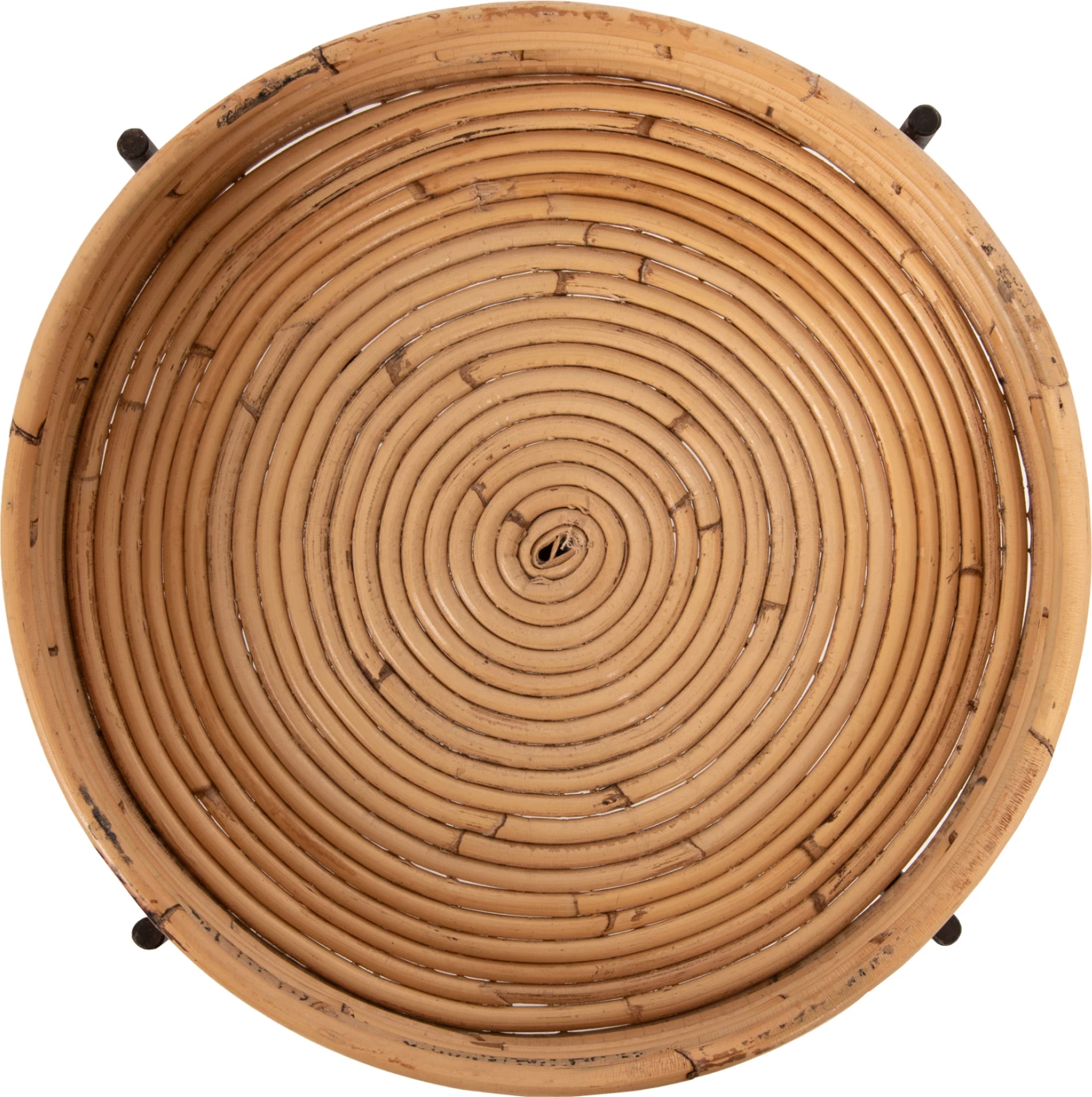 Okrogla stranska miza FLY FH7905 iz ratana v naravni barvi - črna kovinska osnova Φ32x48Hcm