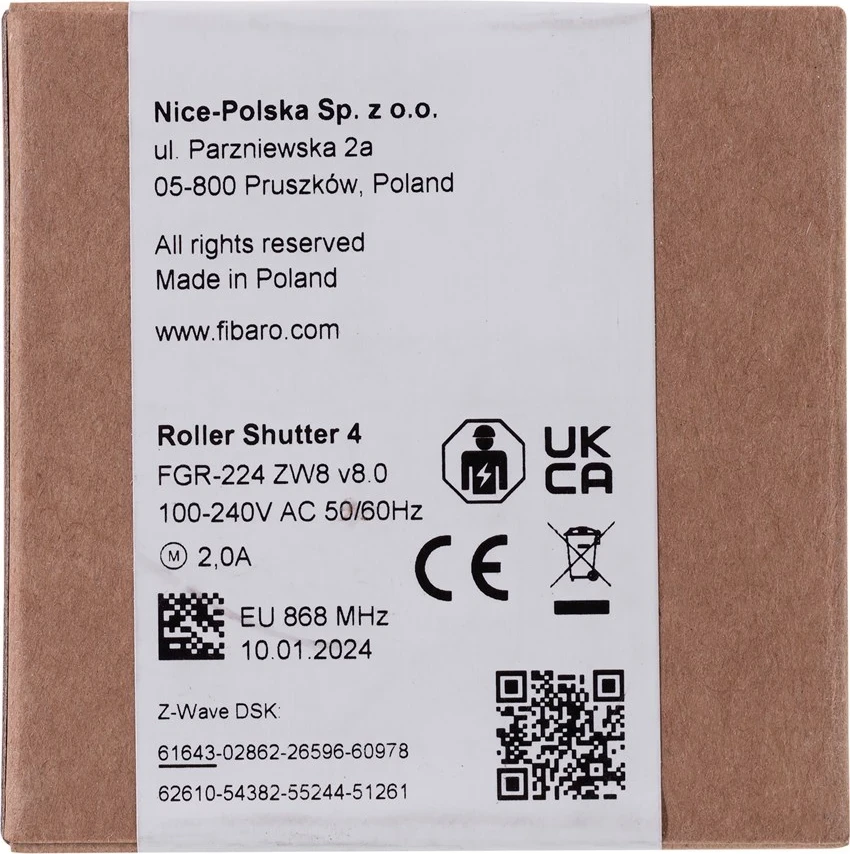 Aksesor za upravljanje rolet in zaves Fibaro FGR-224, črn