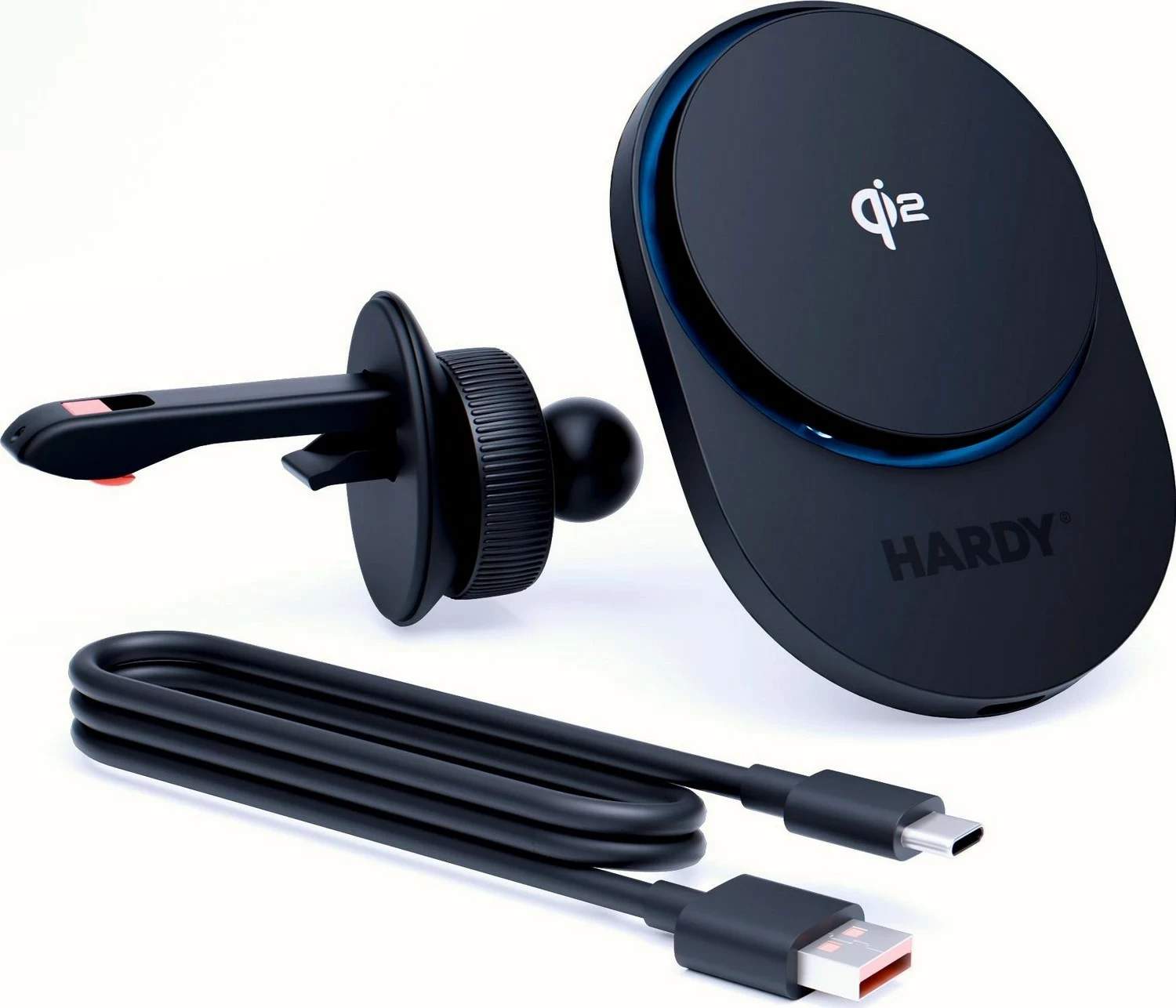 Brezžični avto polnilec 3MK Hardy AeroCharger 15W, MagSafe, Qi2, črn