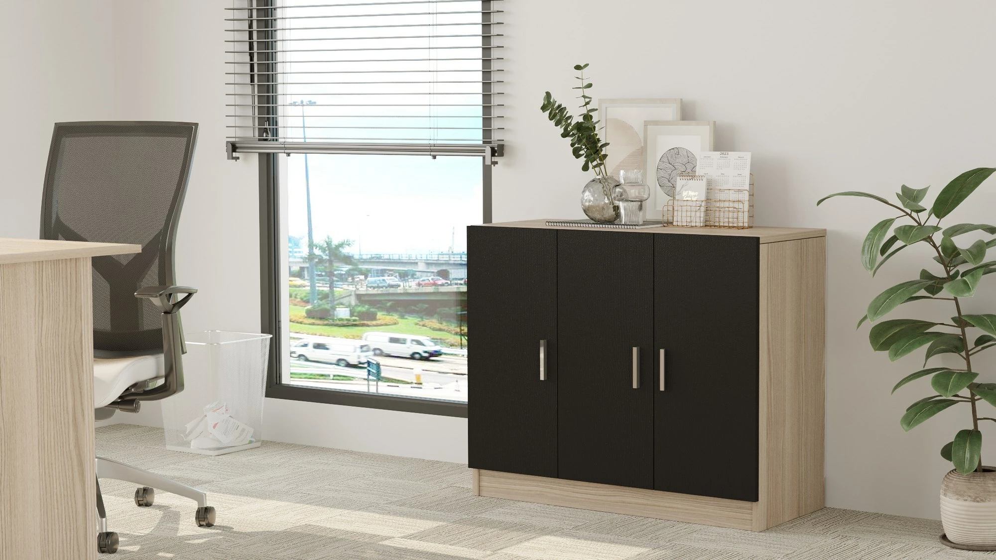 Multifunkcijski omarica Hanah Home Vo5-Ob, hrast/črna