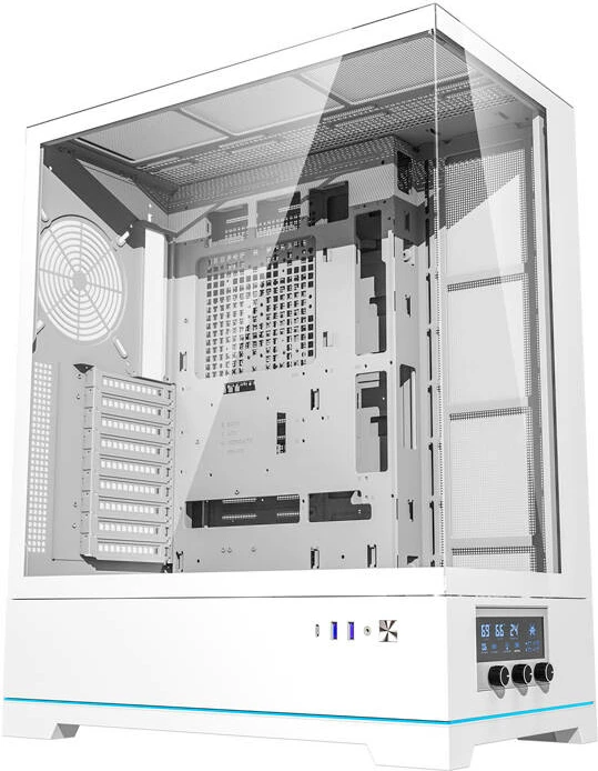 Računalniško ohišje Big Tower, brez ventilatorjev, ATX, kaljeno steklo, belo, Darkflash DY451L