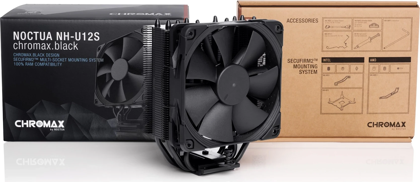 Zračni hladilnik CPU, Noctua NH-U12S, 12 cm, črn