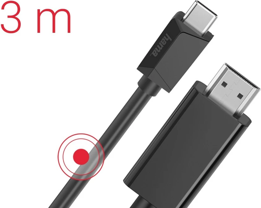 USB-C na HDMI kabel Hama 200719, 3 m, črn