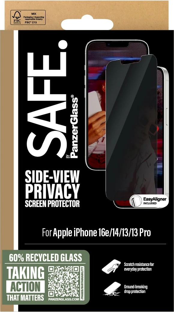 Zaščita zaslona s funkcijo zasebnosti PanzerGlass za iPhone 16e/14/13/13 Pro, prozorna