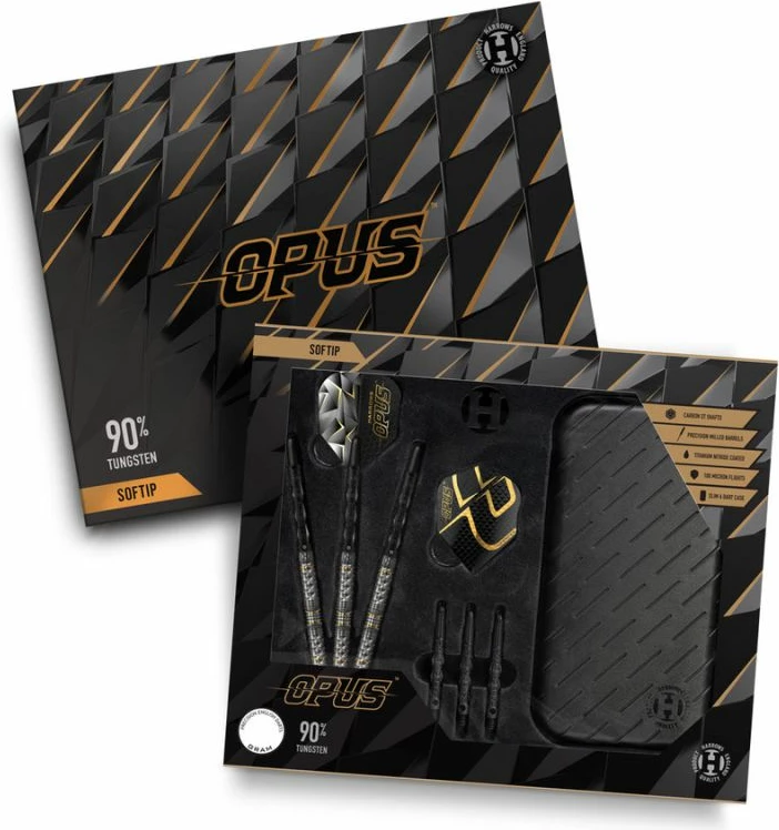 Softip puščice, Harrows Opus 90% tungsten, črne, uniseks