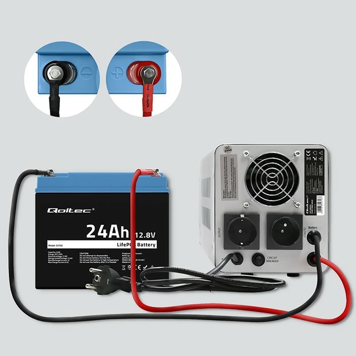 LiFePO4 baterija, 24Ah, 12,8V, Qoltec 53702, z BMS