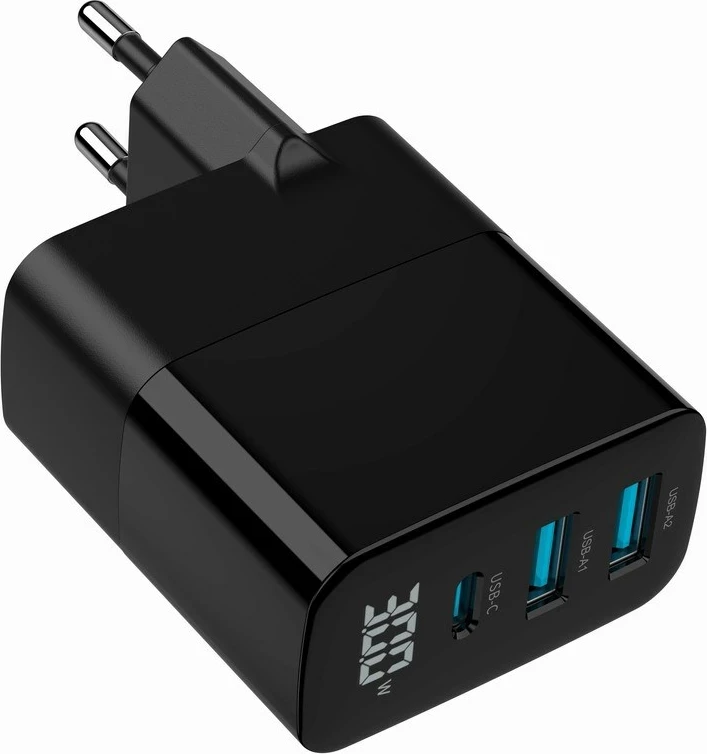 Univerzalni polnilec z LCD zaslonom Gembird TA-UC-PDQC30LCD-BK-02, 30W, črn