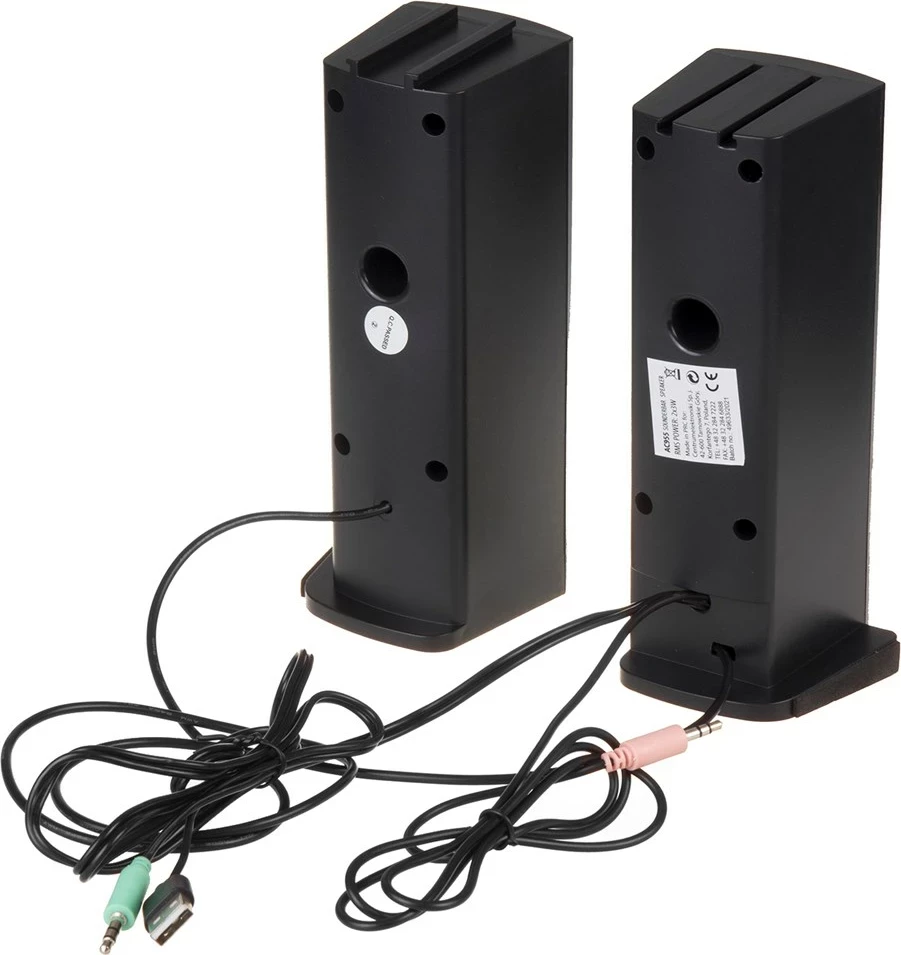 Zvočniki 2 v 1 z RGB LED, 2x3W, USB, AUX 3,5 mm – AUDIOCORE AC955, črni