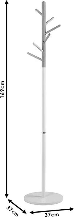 Stojalo za plašče, kovina, belo-naravno, D37x169 cm Marianna