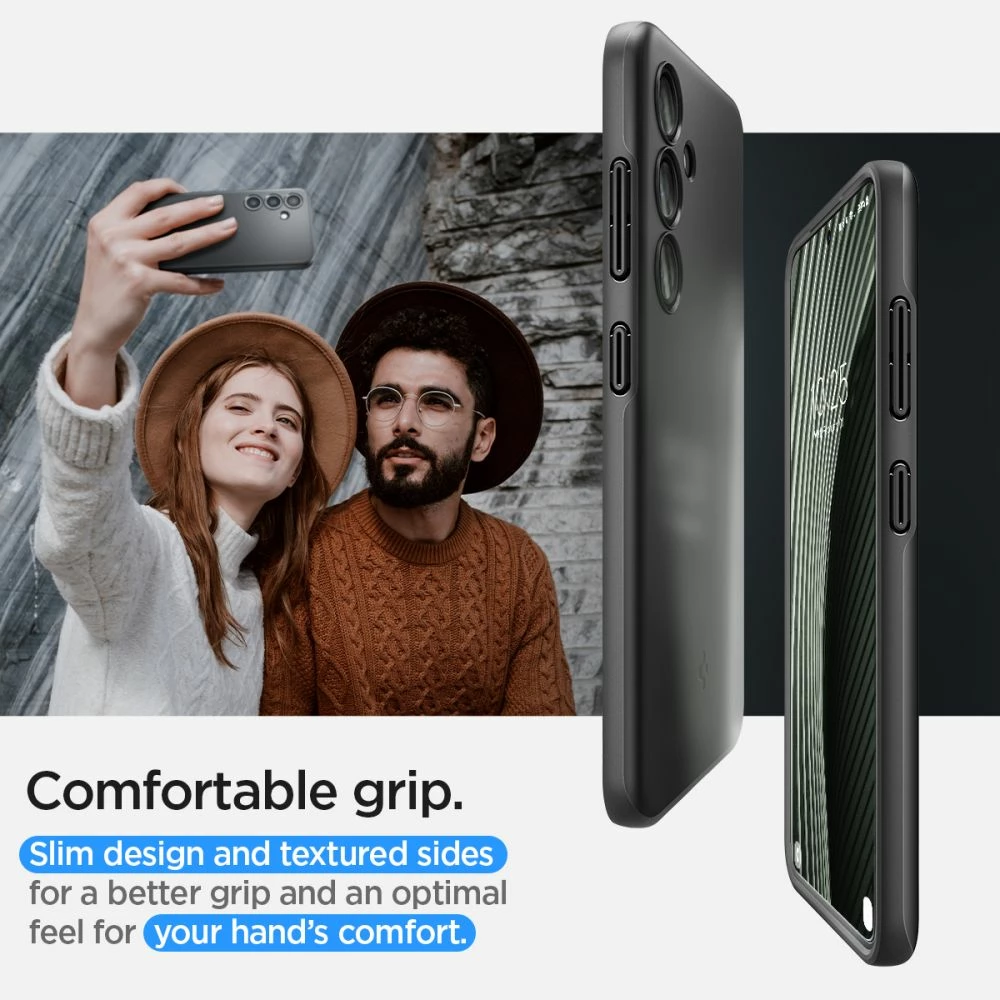 Tanek ovitek za telefon Spigen Thin Fit za Samsung Galaxy S24, črn