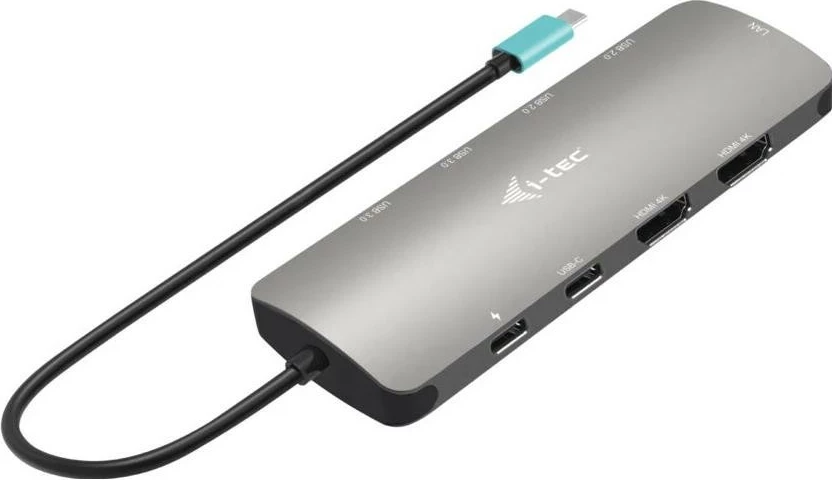Docking postaja USB-C Metal Nano i-tec, 2x HDMI, LAN, Power Delivery 100W, siva