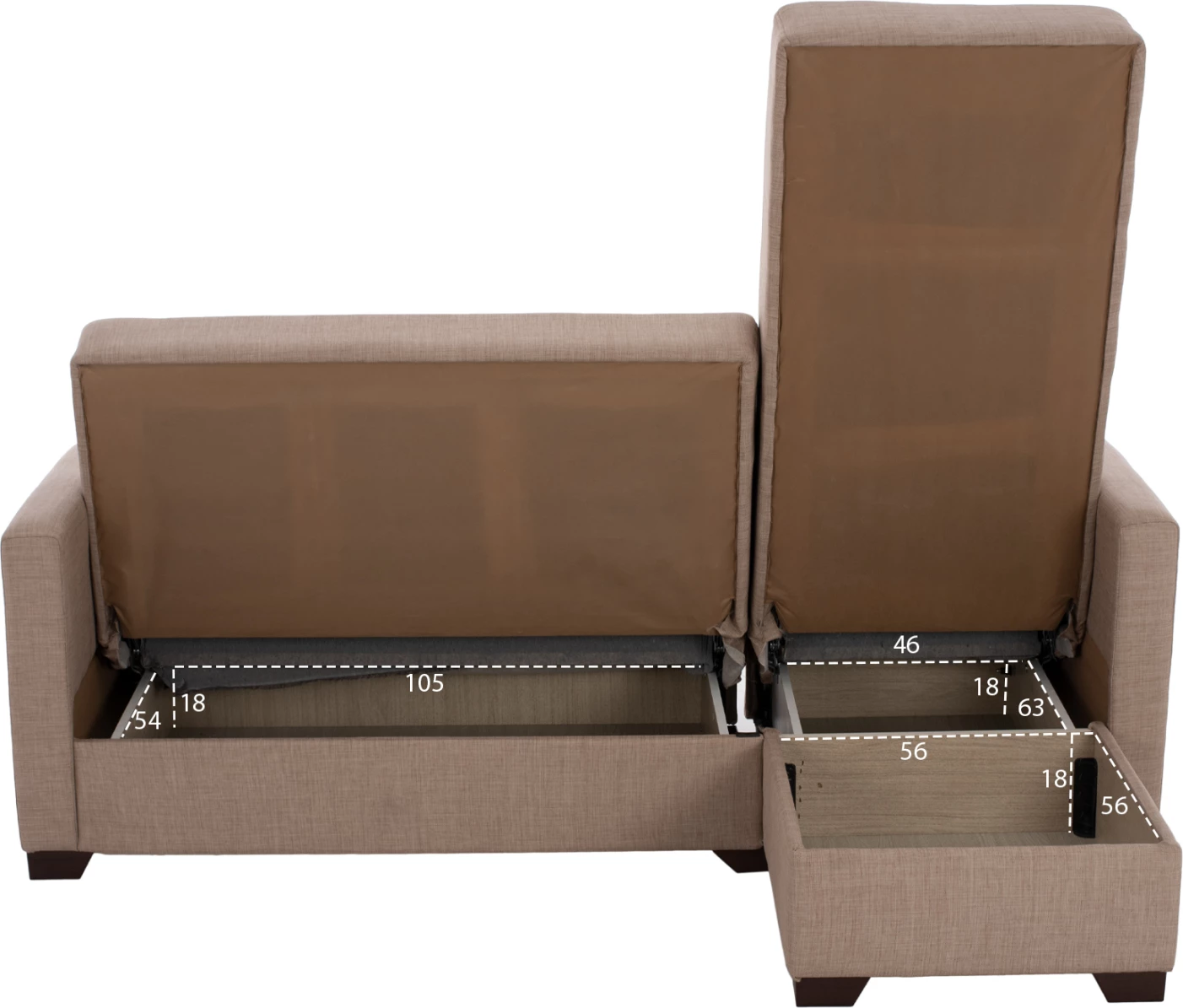 FH3244.04 kotna zofa-postelja, reverzibilna, 200x133x77cm, bež, komplet več kosov