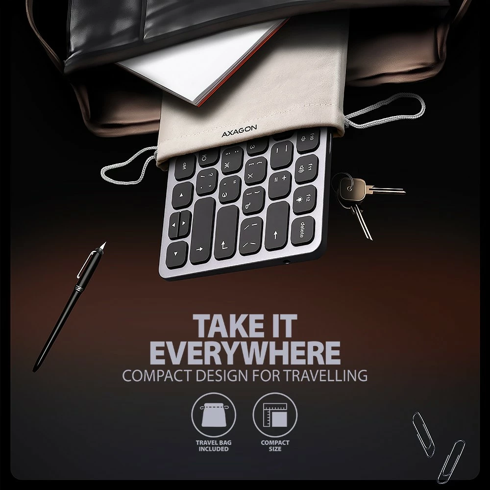 Tipkovnica z USB-C hub 9-v-1, cirilična postavitev, 60 cm, siva, AXAGON HMC-KB-CRL