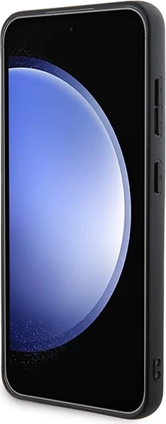 Zaščitni ovitek z usnjenim vzorcem in kovinskim logotipom DKNY MagSafe za Samsung Galaxy S24, črn