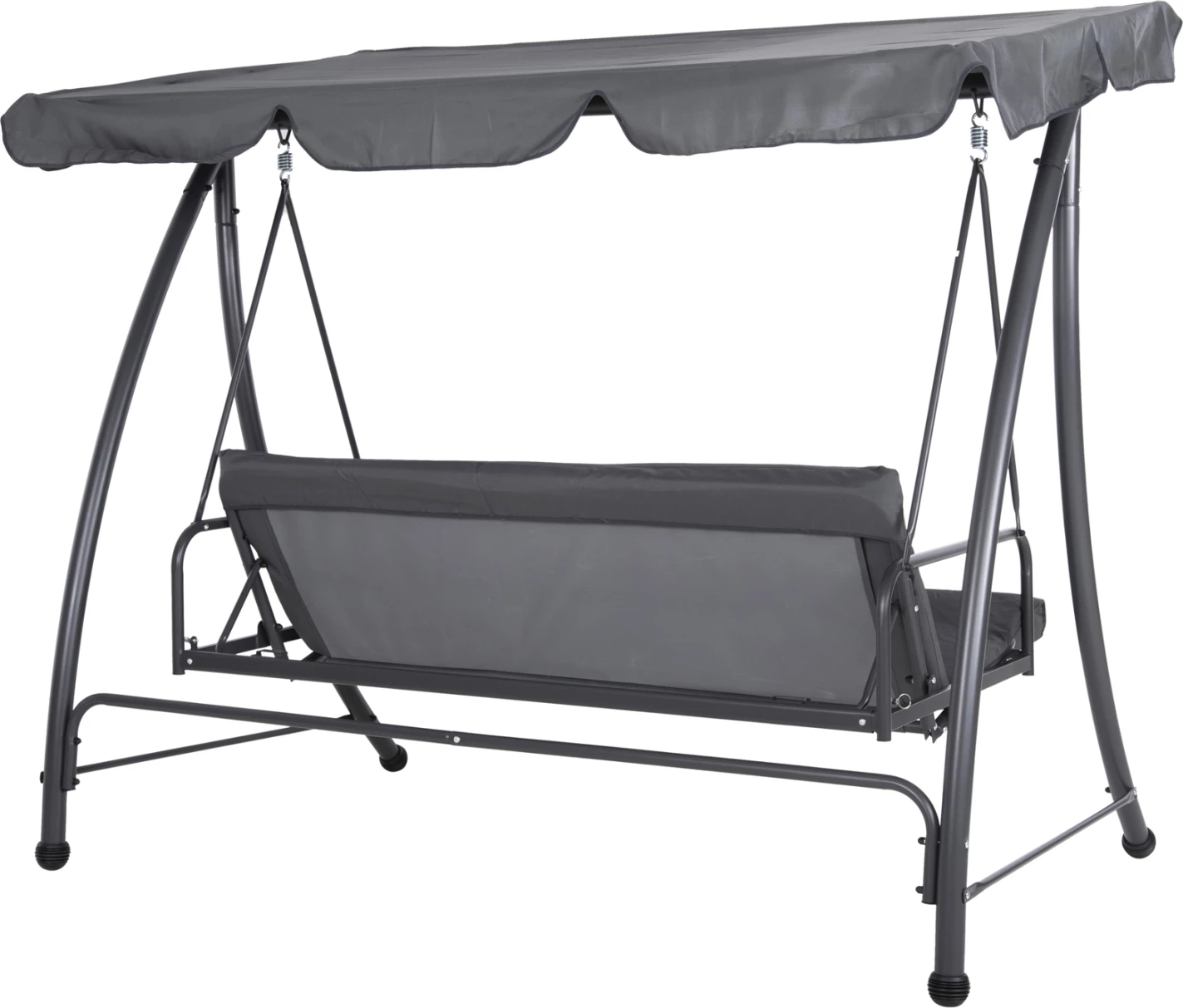 Gugalnica-postelja za verando s senčnikom, 3-sedežna LIKID FH5980.01 kovinski okvir in tkanina v sivi barvi 200x120x164H cm