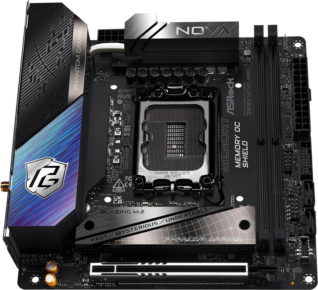 Mini ITX plošča Asrock Phantom Gaming Z890I Nova WiFi, Socket LGA 1851, črna