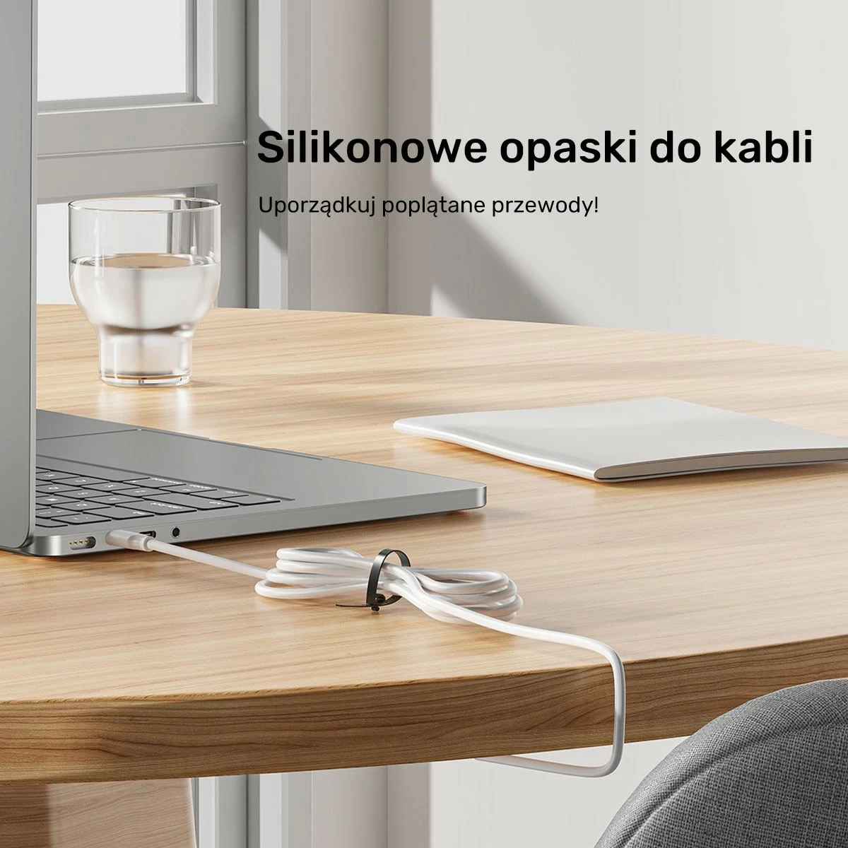 Silikonski trakovi za kable Unitek, 5 kosov, črno/sivi