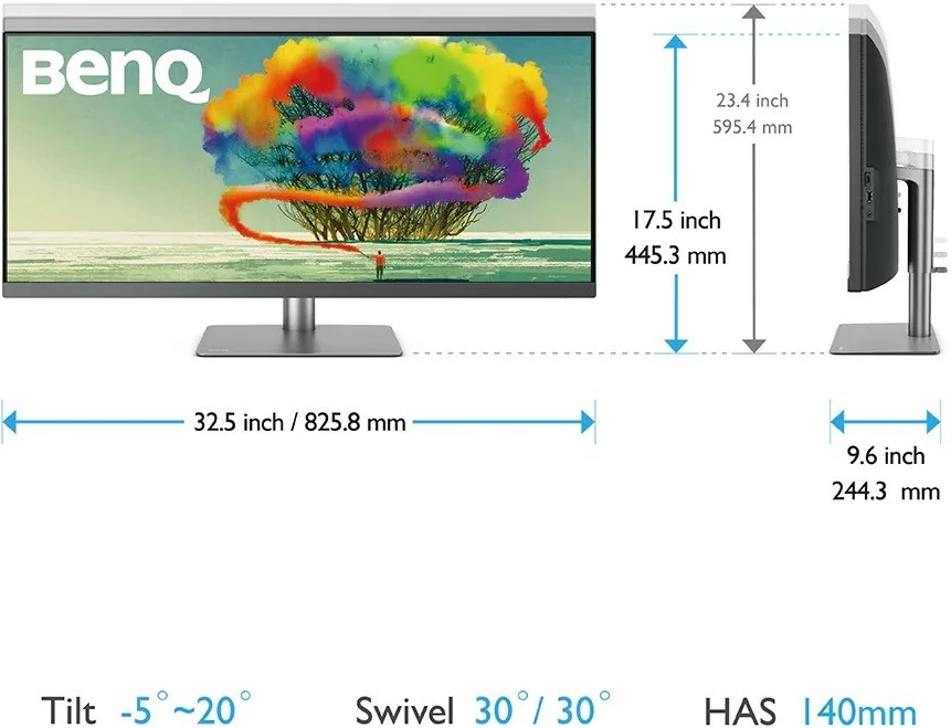 Ultraširok zaslon 34" QHD, Benq PD3420Q, IPS, 5 ms, HDMI/DP, črno/kovinsko