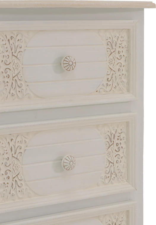 Komoda s predali, antično bela, MDF, 40x34,5x82 cm