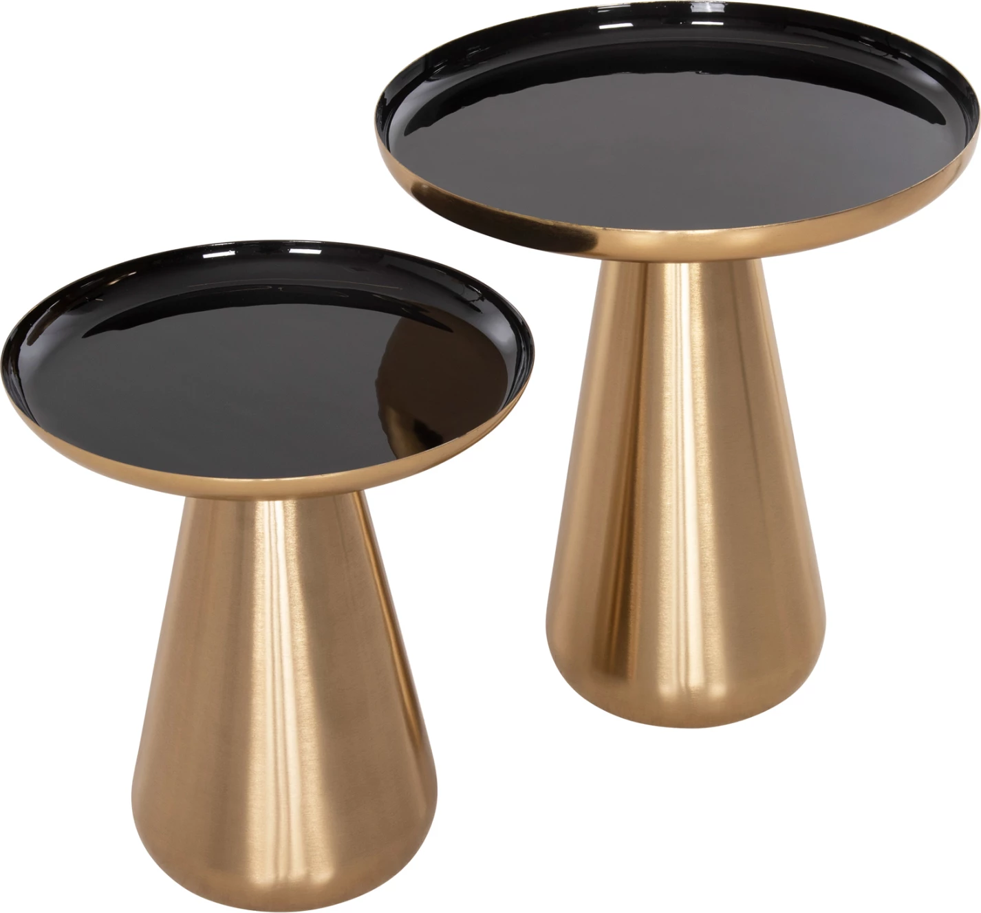 Klubske mizice 2 kosa OLUF emajliran kovina-sijaj zlata in črna Φ50 & Φ41 cm