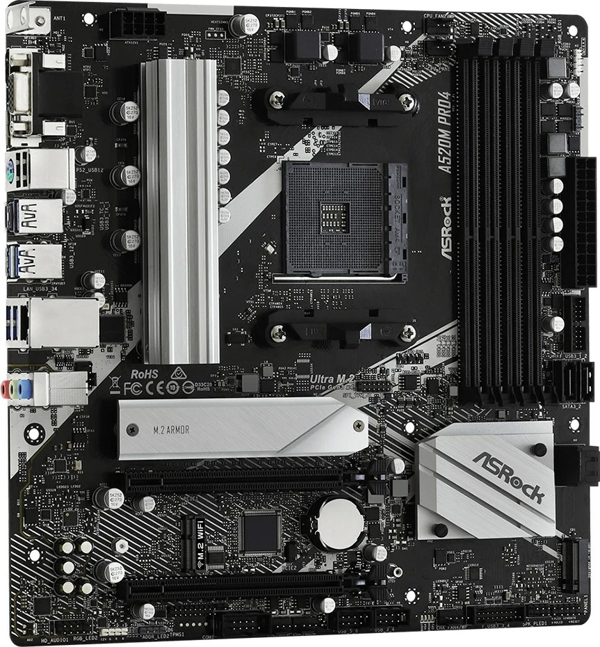 Mikro ATX plošča Asrock A520M, 64GB, Socket AM4