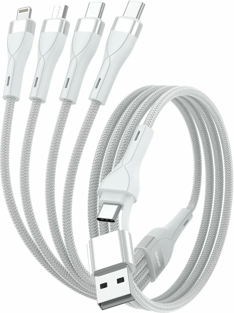 Večfunkcijski polnilni kabel USB-C/A 4in2 4smarts, 1,2 m, bel