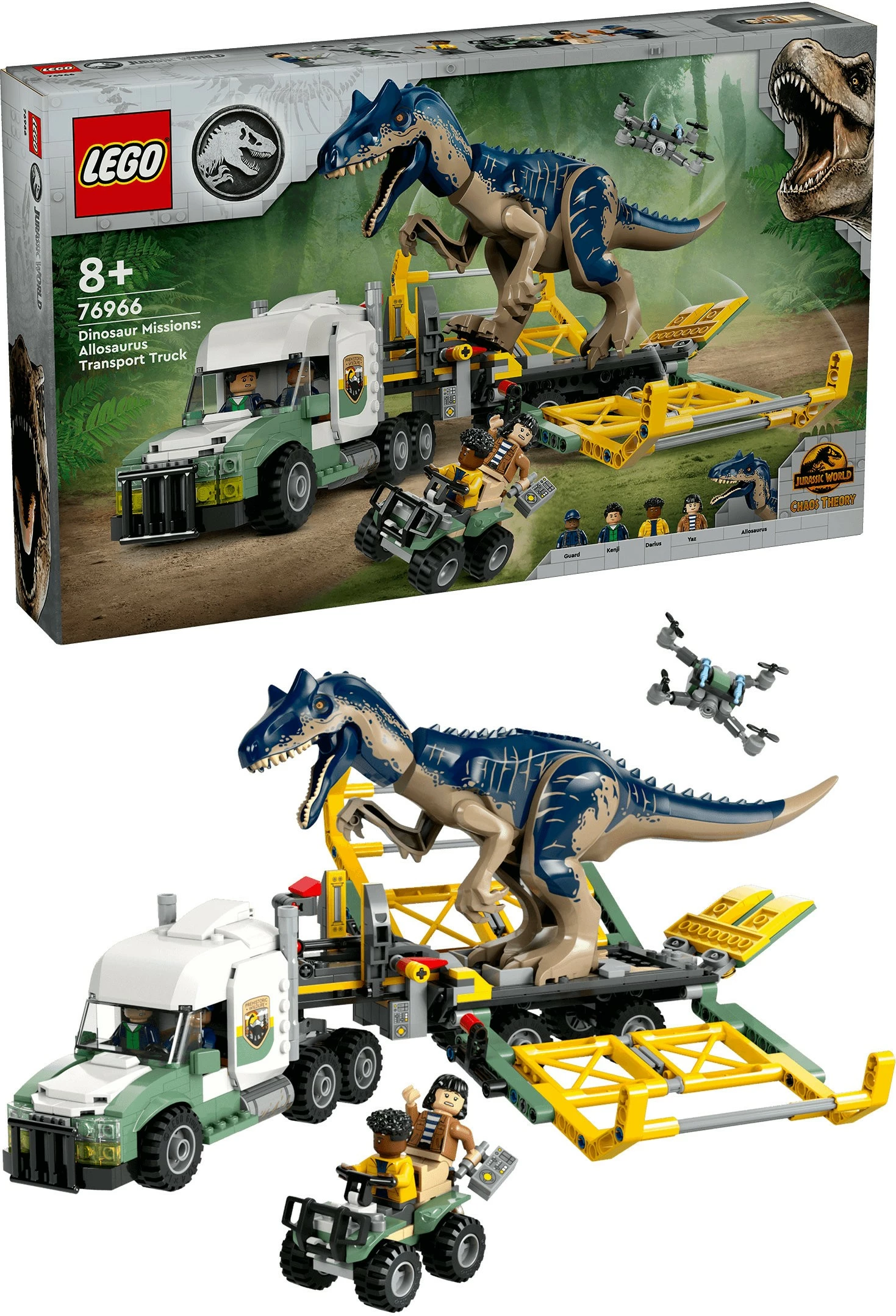 Set za gradnjo Allosaurus Transporter LEGO Jurassic World 76966, 588 kosov, večbarven