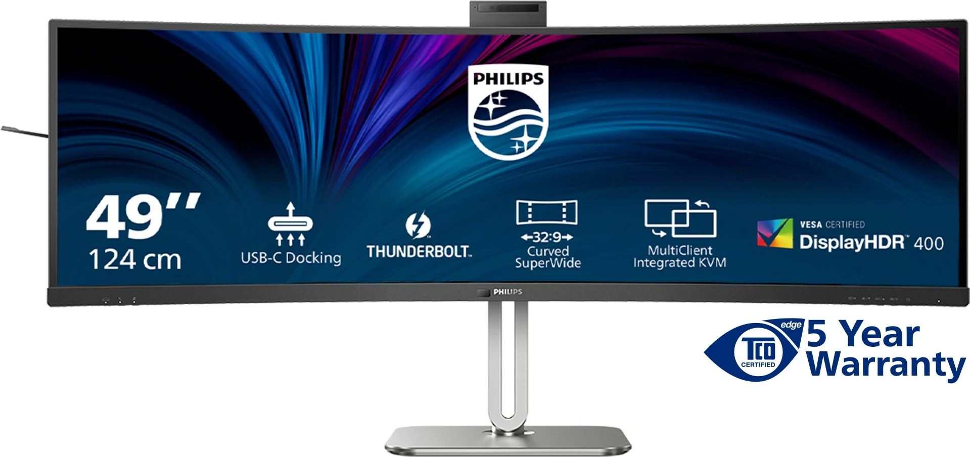 Ultraširok monitor 49-palčni, 5120 x 1440, USB-C, HDR, črn — Philips 49B2U6903CH