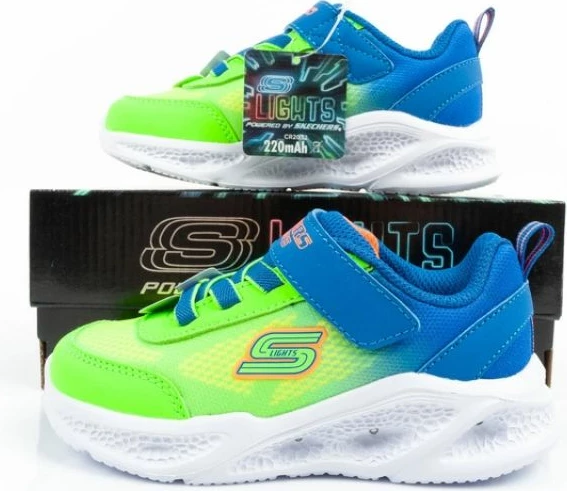 Superge z LED lučmi, Skechers S Lights Jr 401495N/BLLM, modro-zelene