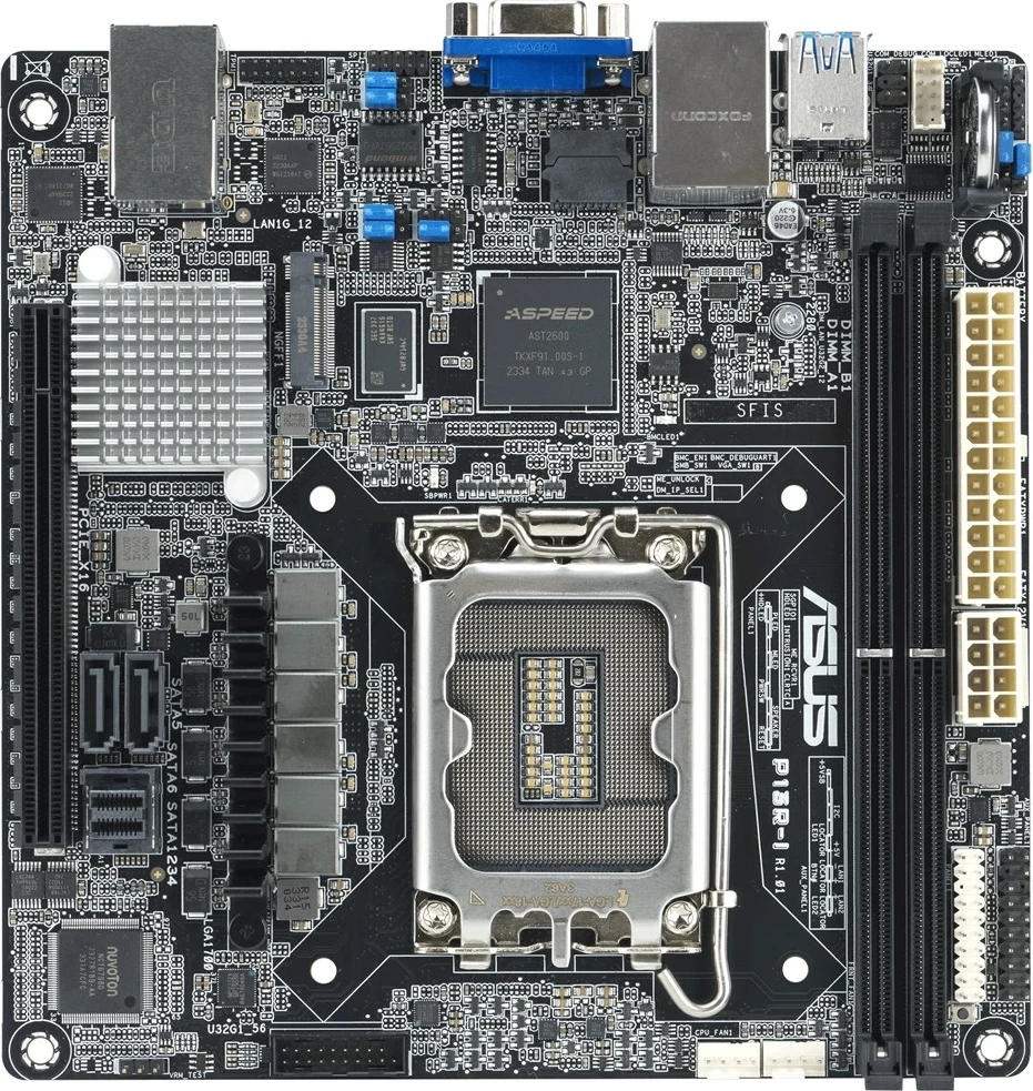Matična plošča za strežnike ASUS P13R-I, Intel C262, LGA 1700, mini ITX, črna