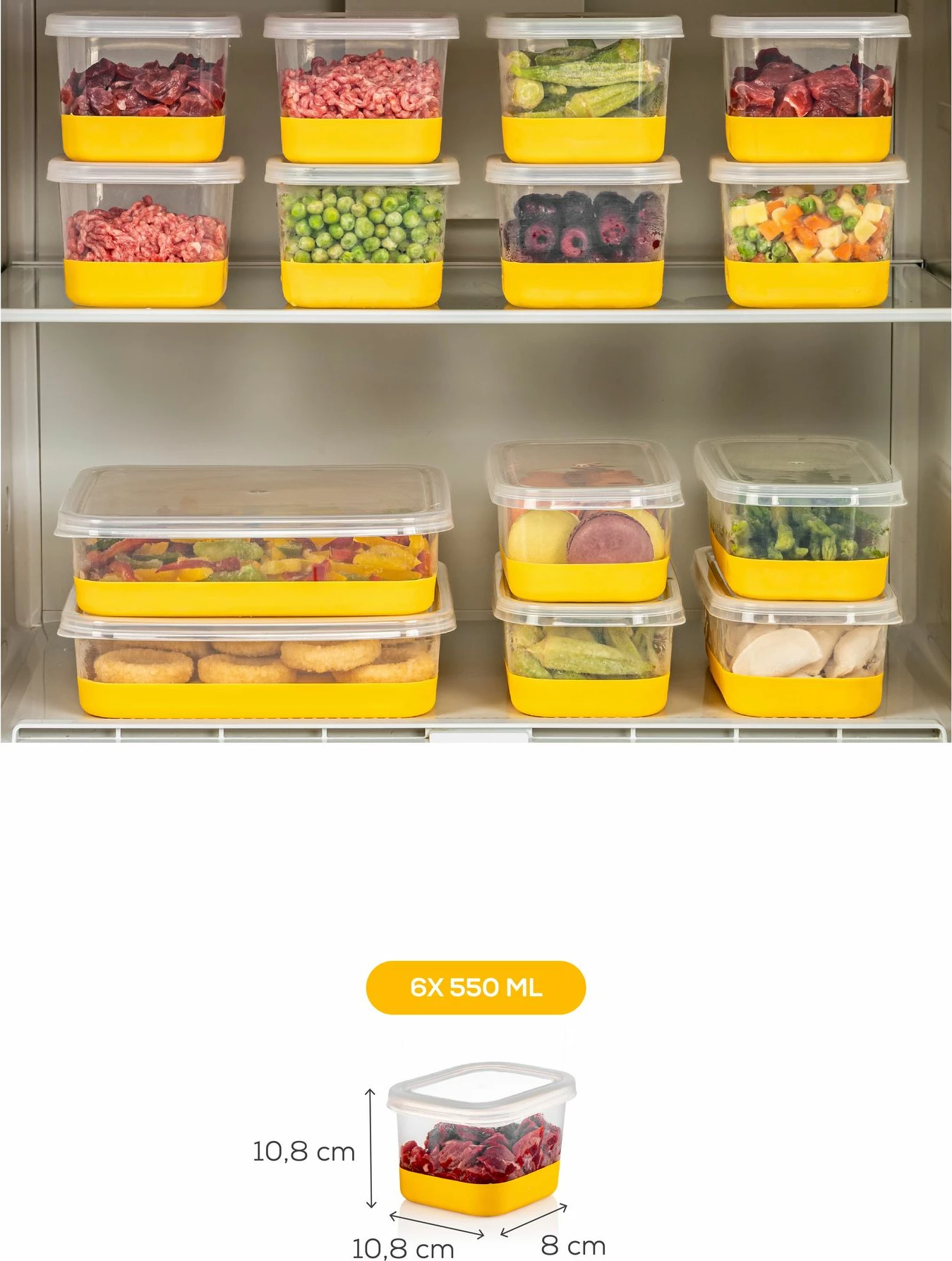 Set organizatorjev za hladilnik, 6 kosov, rumene barve, Hermia 6A