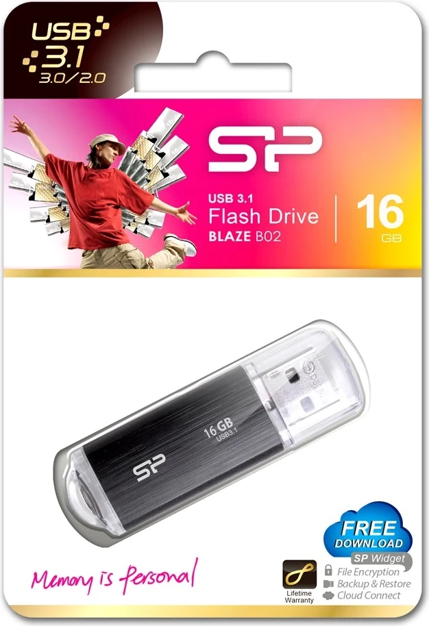 USB ključek Silicon Power Blaze B02, 16 GB, črn