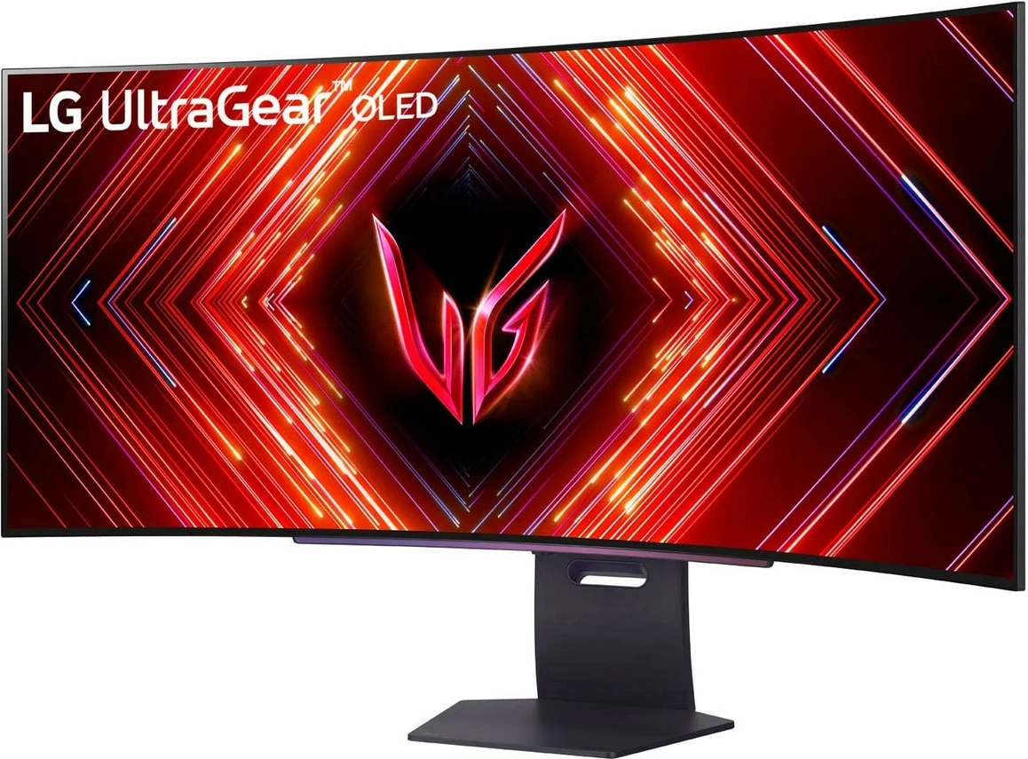 Ukrižen OLED 45-palčni zakrivljeni monitor, LG UltraGear 45GS95QX-B, 3440 x 1440