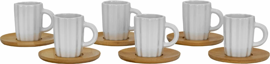 Set skodelic za espresso, Cactus, 6 kosov, porcelan, naravni bambus, 27x22x6 cm