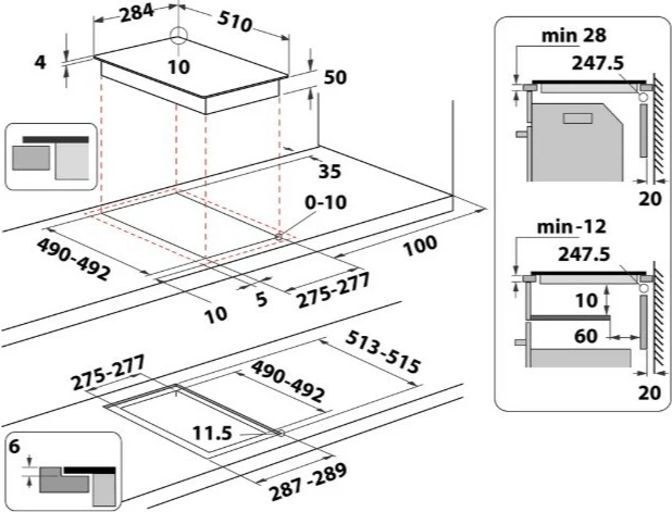 Indukcijska kuhalna plošča Whirlpool WSQ0530NE, 2 kuhališči, črna