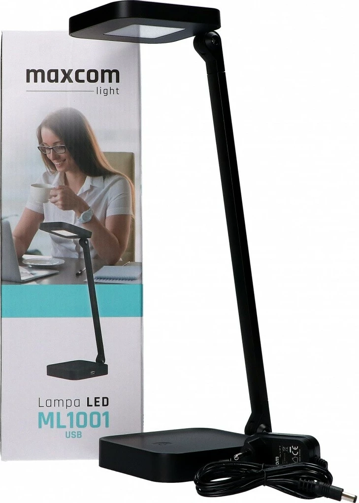 Namizna LED svetilka z vgrajenim polnilcem Maxcom ML 1001, črna