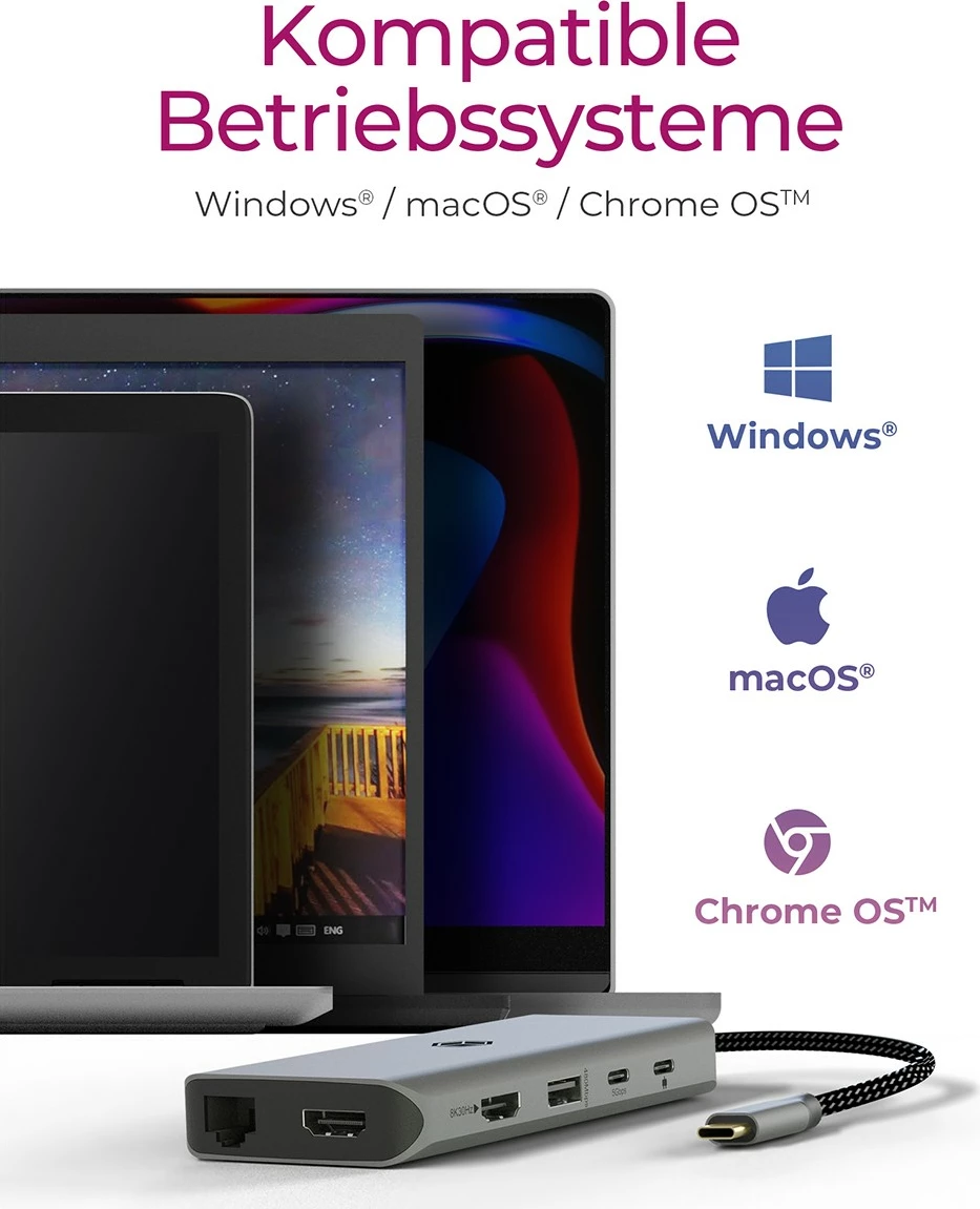 Docking postaja ICY BOX IB-DK4061-CPD, USB Type-C, 100W, HDMI, Ethernet, siva