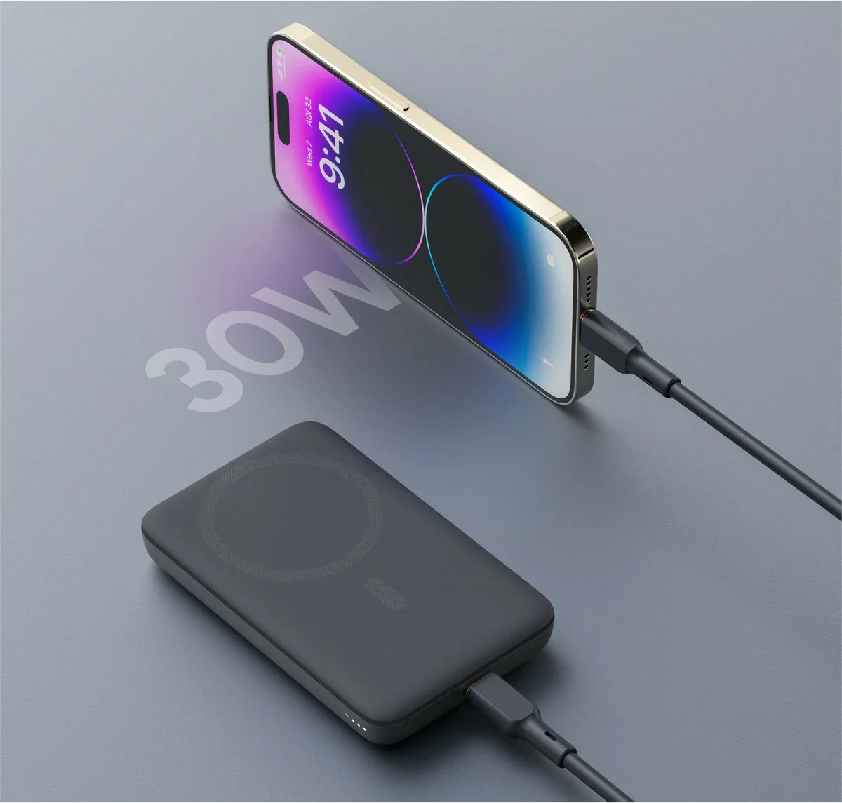 Power bank, AUKEY PB-MS06 MagSafe, 10000 mAh, 30 W, Qi2, črn