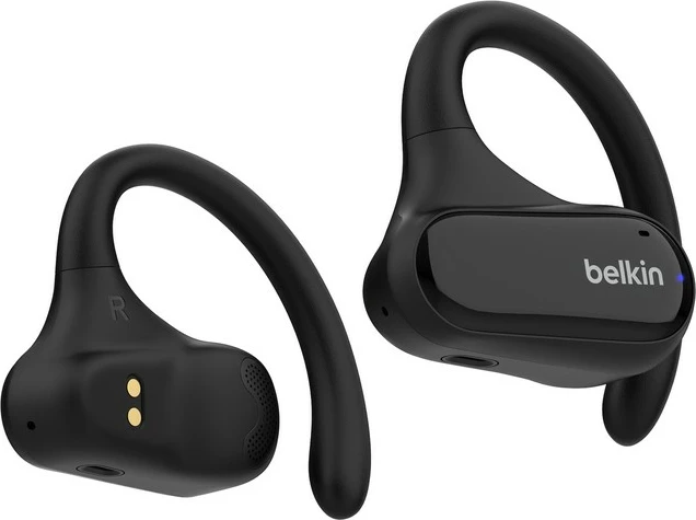 Slušalke z odprtim dizajnom Belkin SoundForm ClearFit, True Wireless Stereo, Bluetooth 5.3, 26 ur s polnilno škatlo, IPX5, črne